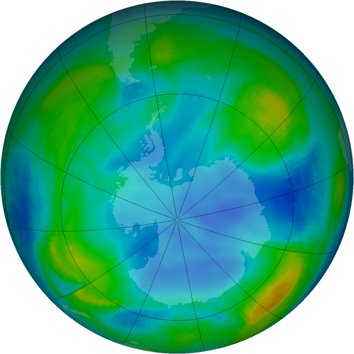 Antarctic ozone map for 09 June 1988